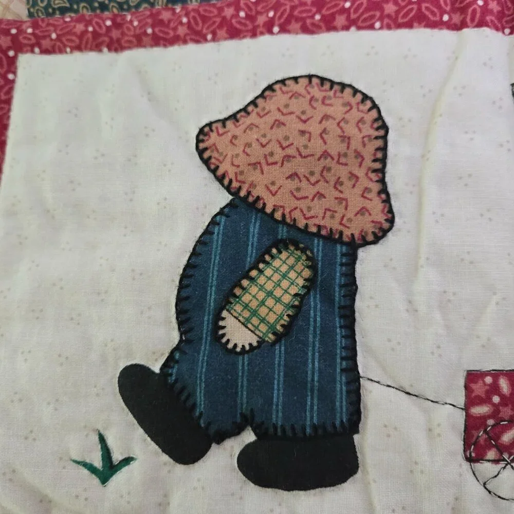 Vintage Overall Sam Mini Quilt Doll Quilt Wall Hanging Mid Century